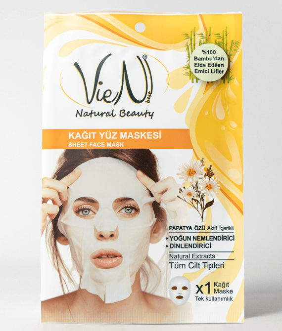 VieN Kağıt Yüz Maskesi – Papatya Özü Aktif İçerikli + Yoğun Nemlendirici + Dinlendirici